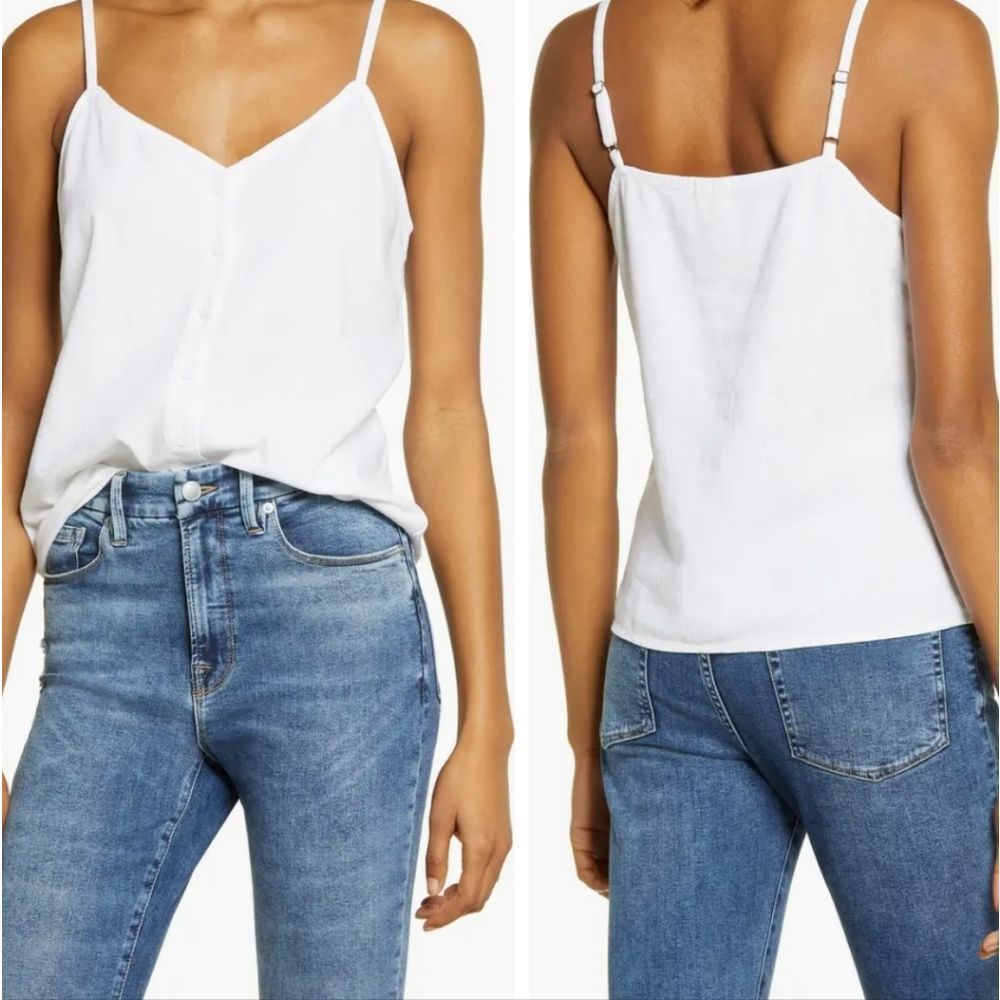 Nordstrom Treasure  Bond Button-Up Linen Blend Camisole
